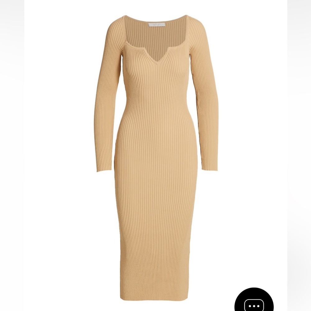 WAYF Rib-Knit Midi Dress with flattering cutout neckline.